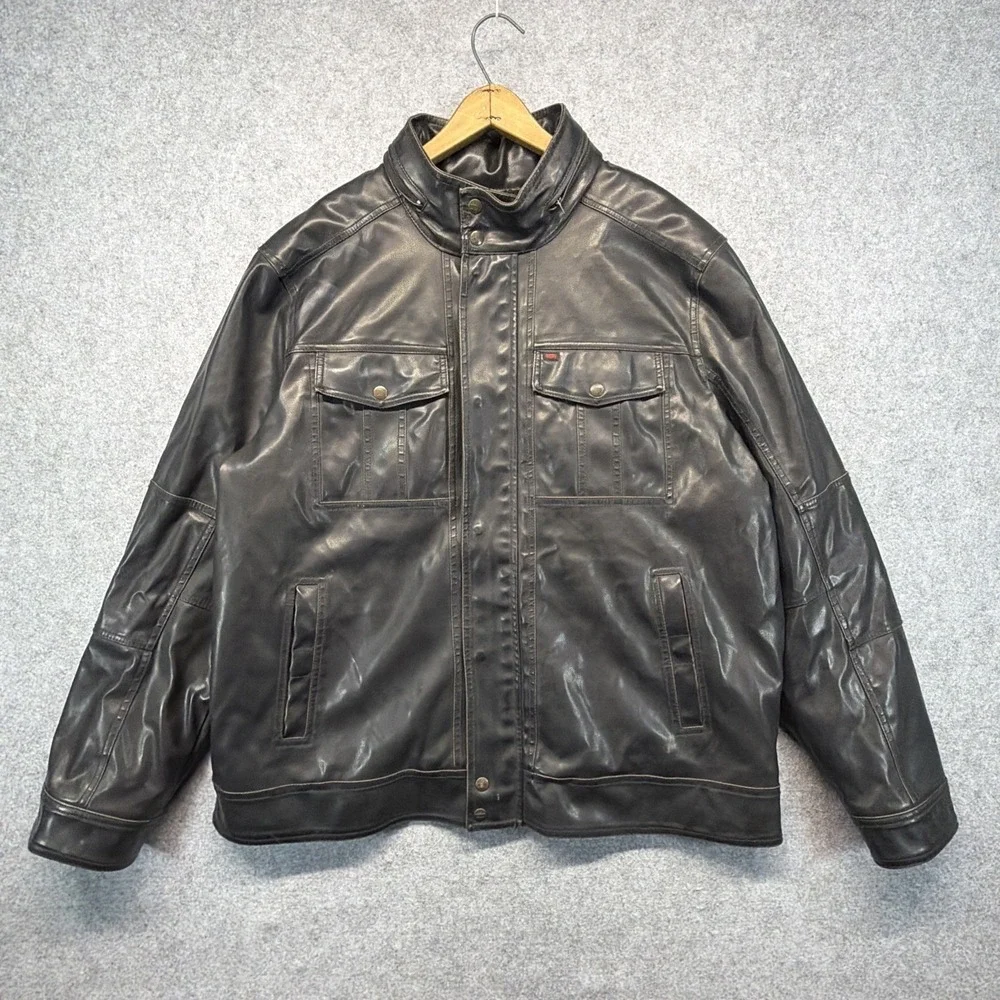 Levi's Men's Original Faux Leather Jacket Black Size XXL Full Zip Bomber Sherpa